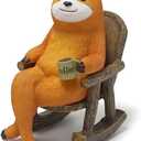 HYFAN Sloth Statue Small Resin Figurine Cute Wild Animal Sculpture Garden Outdoor Home Office Desktop Shelf Car Decor Creative Craft Ornament Gift (Orange)