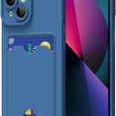 oakxco for iPhone 13 Mini Case with Card Holder, Cute Silicone Wallet Phone Case with Credit Card Slot, Soft Rubber Thin Slim Purse for Women Men with Shockproof Camera Cover Protection, Navy Blue