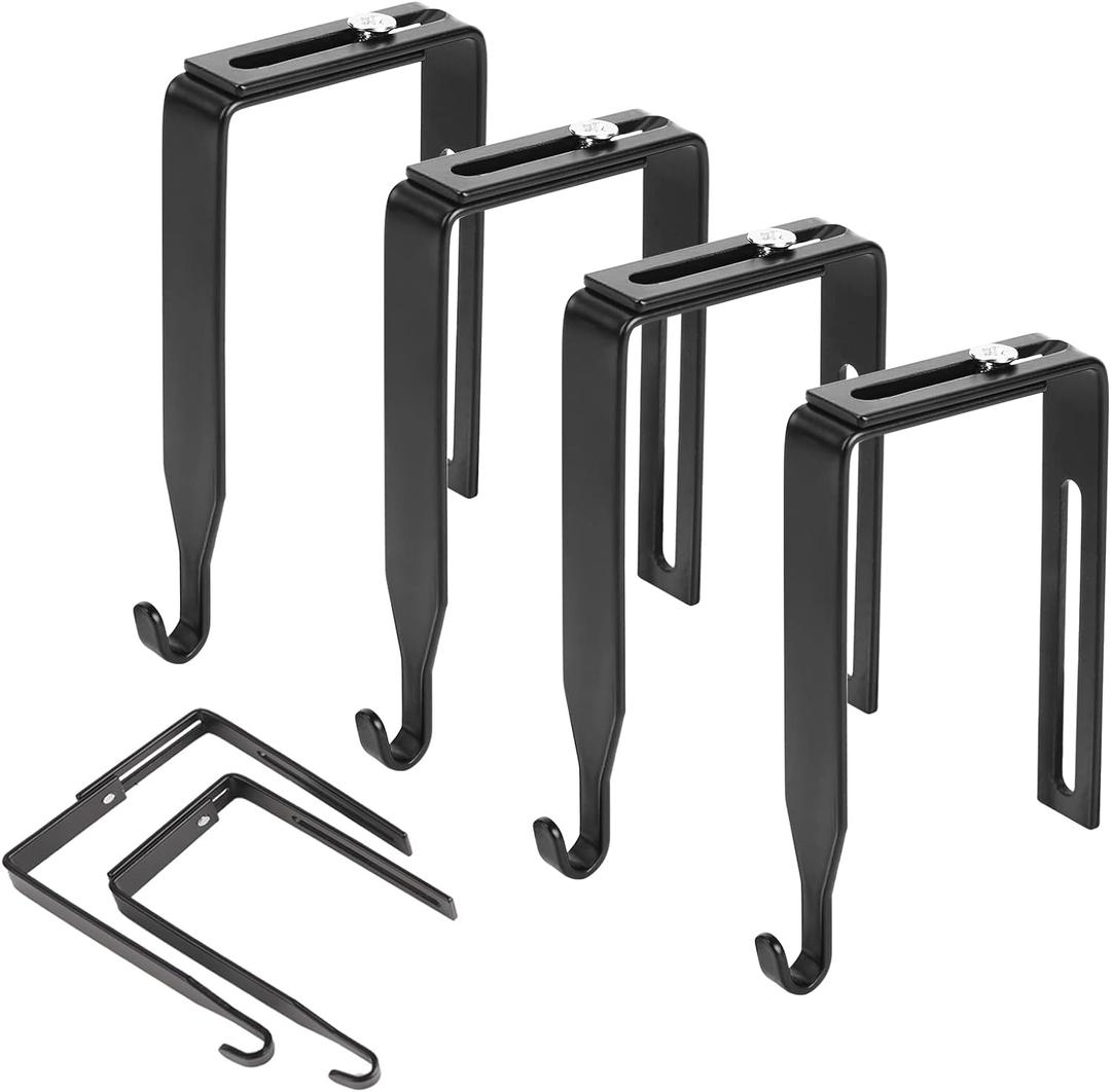 4 Pack Metal Cubicle Hangers Over The Door Mirror Hooks Adjustable Cubicle Hooks Universal Door Hangers for Hats, Fit Panels with 1.4" to 3.5" Thickness (Black)