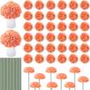 Thiccywoov 200 Pcs Flowers Long Stem Artificial Rose Bulk, 3.2 Inches Silk Rose Head Flowers Faux for Wedding Bridal Bouquet Independence Day Home Floral DIY Centerpieces Party Decoration(Peach)