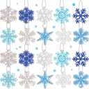 Jetec 20 Pcs Winter Christmas Snowflakes Diamond Painting Ornaments 5D DIY Diamond Painting Tags Christmas Hanging Art Kits Winter Snowflake Crystal Ornaments for Kids Art Crafts (Classic, Multicolor)
