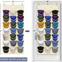 Dofilachy Hat Rack - Hat Organizer - Hat Racks for Baseball Caps, Visible Hat Holder - Baseball Hat Rack for Wall Door with 3 Hooks, 24 Deep Pockets (Beige,large)