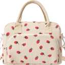 2 x MAMONA Lunch Bag for Women Men Large Capacity Reusable Lunch Box Corduroy Insulated Cooler Tote Bags for Office Picnic