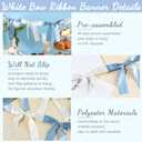 2 Pcs Baby Blue and White Bow Garland Banner 16.4 ft Bow Party Decorations for Girls Pastel Bow Ribbon Banner Bow Birthday Baby Shower Decorations Coquette Bridal Shower Party Supplies