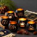 SHMILMH Ramadan Table Decor, Ramadan Mubarak Decoration, Glass Votive Tealight Candle Holders, Eid Decorations for Home Gift (Black)