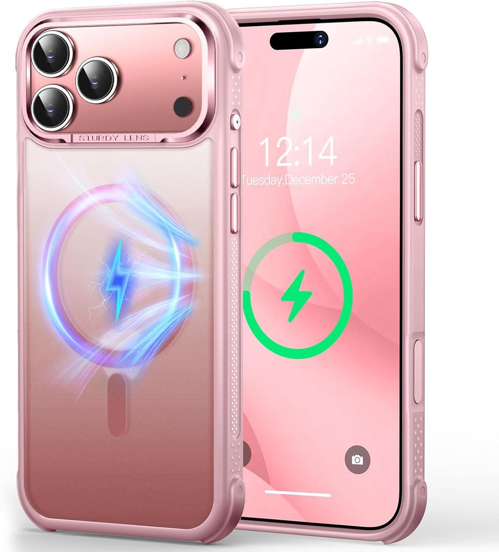 Mist-Armor Designed for iPhone 17 Pro Max Case, [Fit for Mag Safe] [Non-Slip Edge] Military Grade Protective Bumper Silicone Matte Phone Case Cover for iPhone 17 Promax 6.9" Men Women, Pink