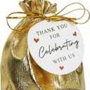 Pack of 100 6"x 8" Heavy Duty Gold Drawstring Bags With Tags, Pouches Wedding Party Christmas Favor Gift Candy Chocolate Bags (Gold, 6"x 8")