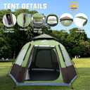 Hewolf 2/3/4 Person Camping Tent - Instant Pop Up Waterproof 2 Doors Tent with Easy Setup | 3-Season Hexagonal Dome Design for Family, Hiking & Traveling