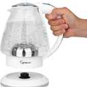 Capresso H2O Glass Kettle, 240.02, White and polished chrome, 48 ounces