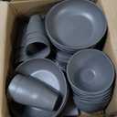 Teivio 32-Piece Kitchen Plastic Wheat Straw Dinnerware Set, Service for 8, Dinner Plates, Dessert Plate, Cereal Bowls, Cups, Unbreakable Colorful Plastic Outdoor Camping Dishes, Autumn Multicolor