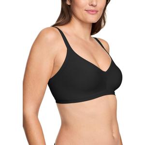 Warner's Women's Easy Does It Underarm-smoothing With Seamless Stretch Wireless Lightly Lined Comfort Bra Rm3911a (Large, Rich Black)