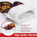 Halloween Pumpkin Oven Mitts and Pot Holders Sets 4Pcs, 100% Cotton Heat Resistant, Extra Long Oven Gloves Potholder for Kitchen Cooking Baking Decoration