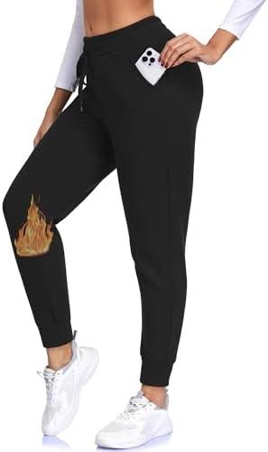 Aoliks Women's Fleece Lined Sweatpants Thermal Joggers with Pockets Winter Lounge Yoga Workout Running Pants Small