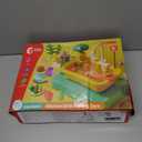 CUTE STONE Play Sink with Running Water, Kitchen Sink Toys with Play Food and Kitchen Utensils, Pool Floating Toys for Fishing Game, Children Role Play Electric Dishwasher Toy Gift for Boys Girls (Yellow)