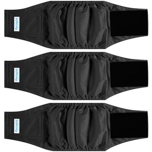 Paw Legend Washable Dog Belly Band Wrap Diapers for Male Dog | High Absorbing Puppy & Doggy Diapers Male, Black XL (Pack of 3)