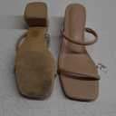 Women's Chunky Block Low Heeled Sandals Two Strap Square Open Toe Slip On Mule Heels 8.5