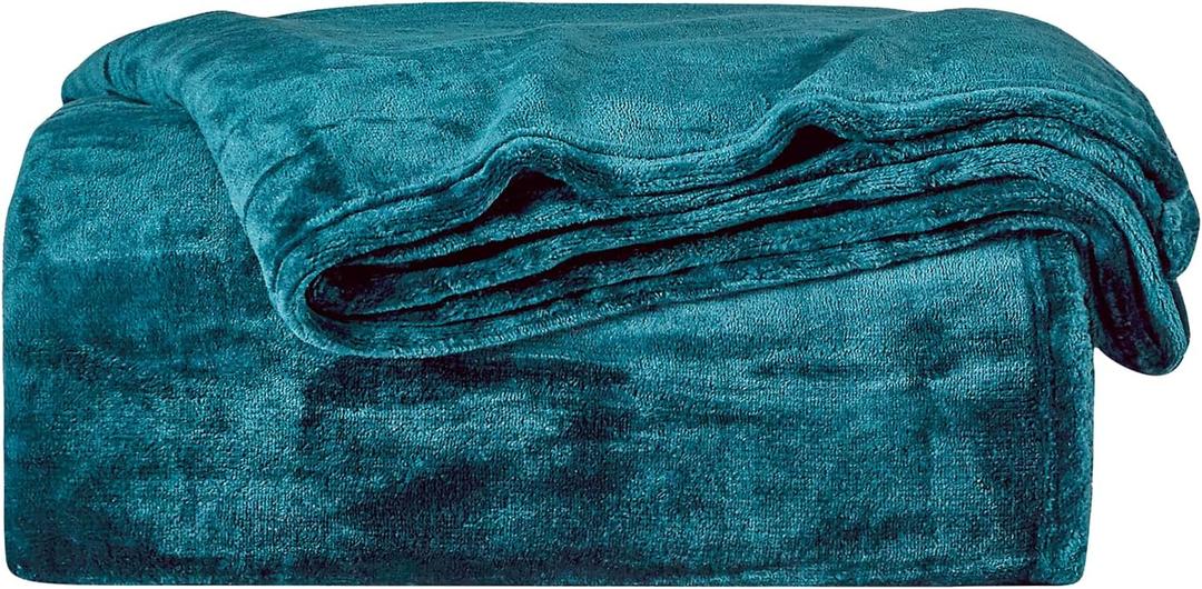 BOURINA Fleece Blanket Flannel Throw Blanket (Teal,Throw Size) Lightweight Cozy Microfiber Blanket for Sofa, Couch, Bed, Camping, Travel, 50x60 inches
