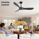 Smart Ceiling Fan no Light, 52 Inch Outdoor Ceiling Fan Without Light, Compatible with Alexa/Google/App, 3 Solid Wood Blades, Modern Wood Fan for Patio, Bedroom, Living Room, Dark Brown