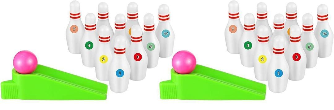 Kathfly Bowling Party Favors for Kids Mini Game with Miniature Bowl Pins Ramp Bowl Ball Tabletop Bowling Sets Goodie Bag Fillers for School Classroom Prize Party (2 Set)