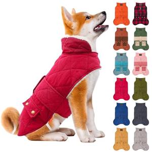 KYEESE Dog Coat Warm Pet Winter Puffer Coat with Leash Hole Windproof Dog Coats for Small Dogs Soft Pet Sweater for Cold Weather Waterproof Dogs Jacket with Fleece Lined Thick Pets Clothes with Pocket, M