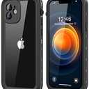 Protebox for iPhone 12 Waterproof Case with Built-in Screen Protector, Shockproof Dustproof Full Body Protective IP68 Waterproof Phone Case for iPhone 12 6.1 inch (Black/Clear)
