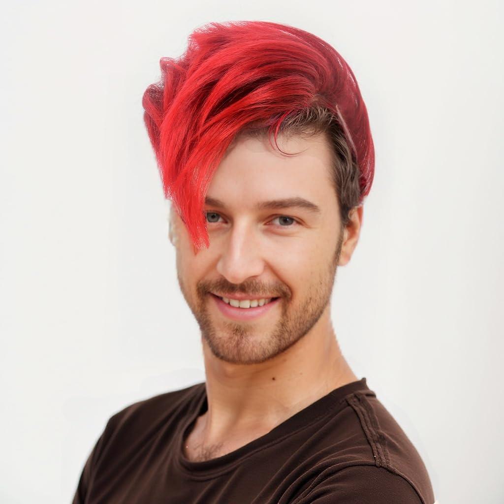 STfantasy Adult Men's Red Color Styles Mohawk Punk Rock Spiky Wig  Straight Spiked Halloween Fancy, Perfect for Festivals and Anime Parties