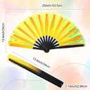 2 x Maitys Large Rave Fan Folding Handheld Fans 13'' Clap Fans for Line Dancing Clack Fan Holographic Festival Accessory for Martial Art Gift Performance, Includes 2 Pouch