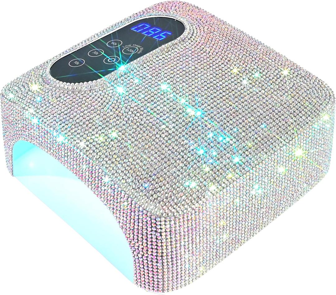 72W Cordless Led Nail Lamp, Rechargeable Nail Dryer, Portable Gel UV Led Nail Light with 4 Timer Setting Sensor, Professional Wireless Gel Nail Lights Nail Art Manicure Tools for Home and Salon (Diamond)