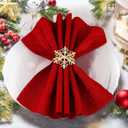 Patelai 6 Pieces Christmas Snowflake Napkin Rings Set Christmas Rhinestone Napkin Holders for Wedding Xmas Holiday Party Dinner Table Setting Supplies Decoration