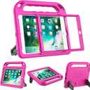 BMOUO Kids Case for iPad 6th/5th Generation (iPad 9.7-inch, 2017/2018), iPad 9.7/Air 2 Case with Screen Protector, Shockproof Handle Stand iPad 6th 5th Generation Cases for Kids, Rose