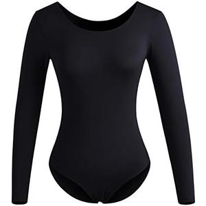 DANSHOW Women Long Sleeve Dance leotards for Ballet Adult lady Train top.M