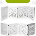 Ashfield & Harkness 4-Panel Pet Gate - Scroll White Wooden Freestanding Dog