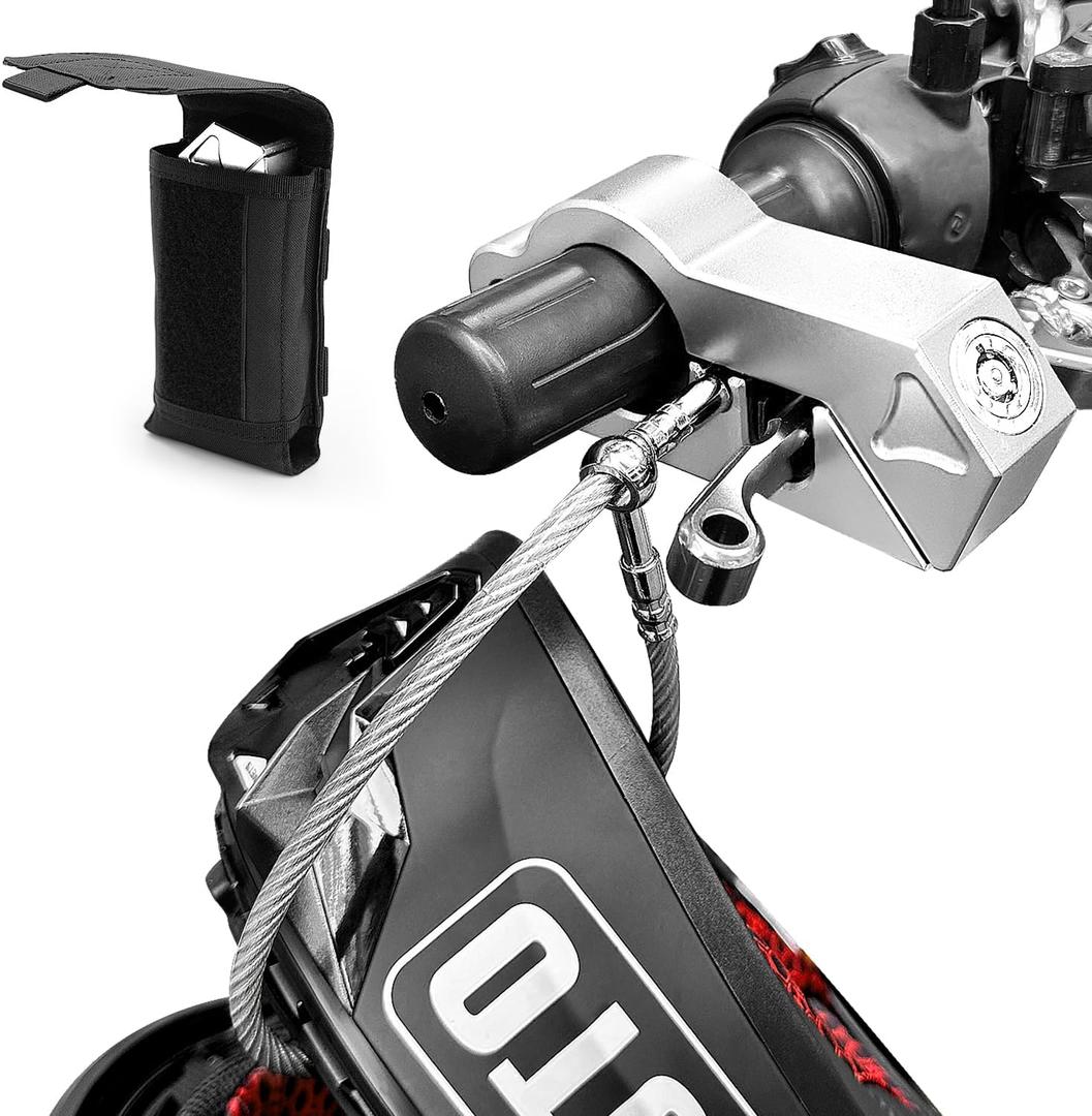 Upgraded Silver Motorcycle Lock for Helmet & Handlebar - Anti-Theft Grip Brake Lock for Moped Scooter - Heavy Duty Accessories