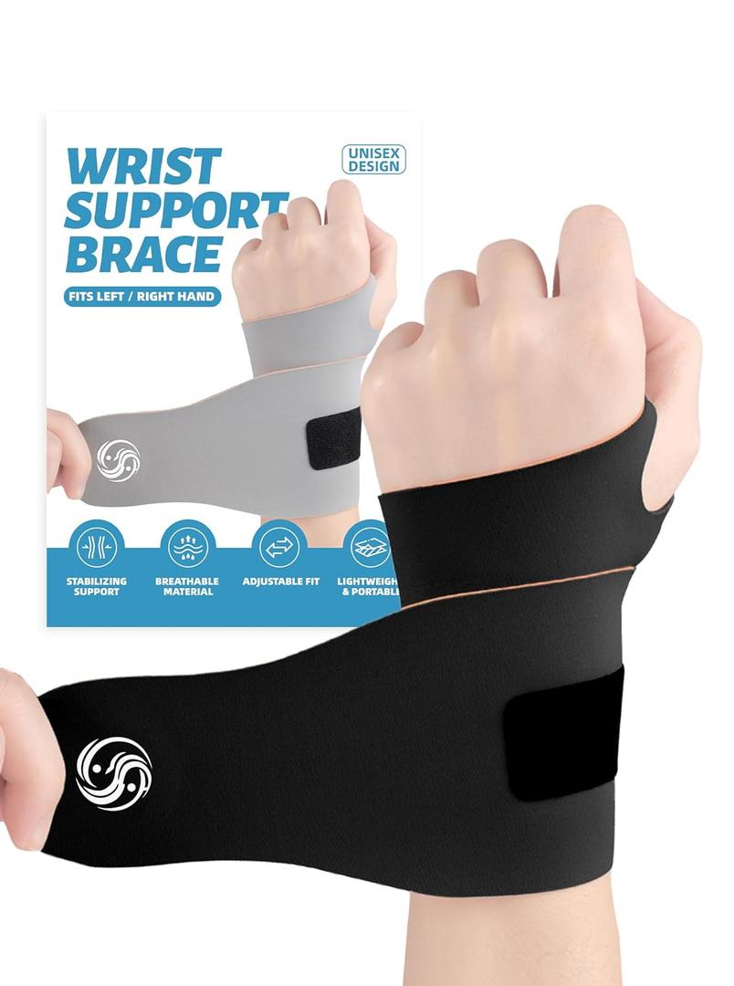 Wrist Brace for Carpal Tunnel: Wrist Support Compression Wraps for Women and Men Arthritis Tendonitis Pain Relief fits Left and Right Hands 1 Pack Black (One Size)