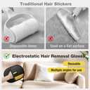 3 x Pet Hair Removal Glove - 2025 Upgraded Electrostatic Pet Hair Remover, Cat & Dog Hair Remover Tool for Couch, Furniture, Carpet, Car Seat, Clothing, Reusable Double Sided Cat Grooming Gloves (2pcs)