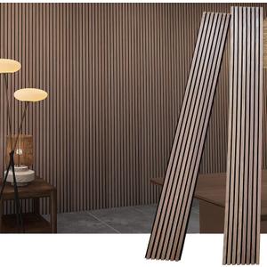 Wood Acoustic Slat Panels, 2 Pack, 94.5" X 23.6" Each Box, 3D Soundproof Accent Fluted Panel for Interior Wall and Ceiling Decor, Walnut