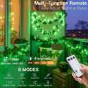 suddus 100 LED Green Christmas Lights with Remote, Clear Wire Green String Lights Plug in, 33ft Waterproof Dimmable Connectable String Lights Outdoor for Tree, Window, St Patrick's Day Decor