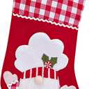 Blinket Christmas Stockings, 12.6 Inches Red Plaid Gnome Stocking with Chef Hat Striped Trim Xmas Hanging Stocking Decorations for Holiday Christmas Party Family Decor