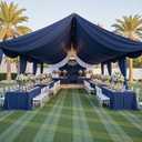 PartyVillage 50ftx40ft Navy Blue Ceiling Curtain for Wedding Parties  10 Panels Wrinkle-Free 40 FT Long Tent Draping Curtains for Wedding, Birthday & Theme Parties, 40ft Height with Rod Pocket