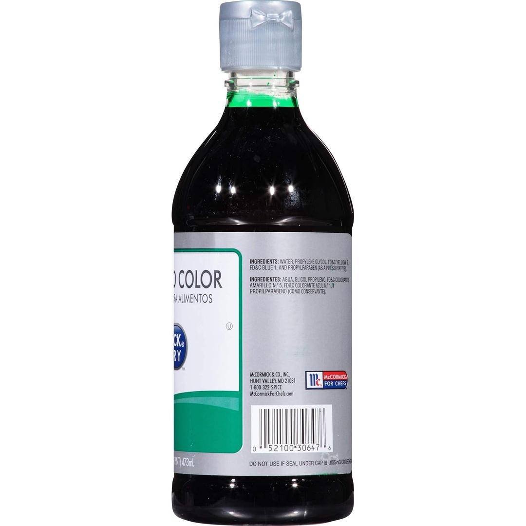 Green Food Color, 0.5 Quart Each -- 6 Per Case. BBD 16/JAN /30