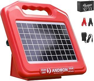 Andmon 50 Miles Solar Electric Fence Charger, 0.95 Joule High-Power Solar Fence Charger for Livestock, Horses, and Wildlife Control, Solar Electric Fence with Easy Installation