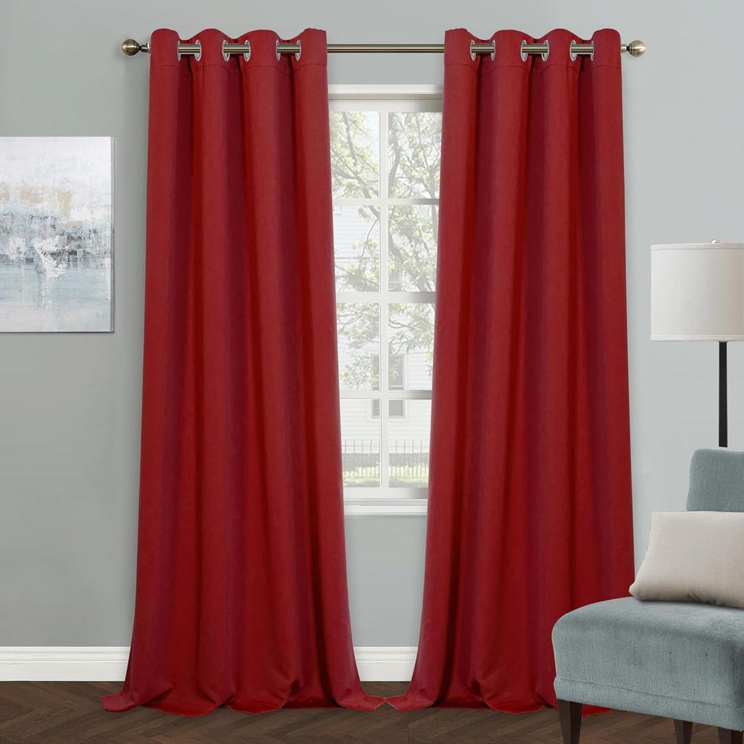 MYSKY HOME Blackout Curtain for Bedroom, Grommet Room Darkening Curtain, Amazing Triple Weave Thermal Insulated Curtain, 1 Curtain Panel ( 52 x 108 Inch, Red )