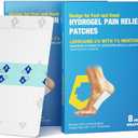 CARELAND Plantar Fasciitis Lidocaine Pain Patches with Hydrogel Technology- Waterproof with Sticky Border, 12 Hour Pain Relief - Contours to Your Foot - 16 Ct​