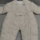 Baby Snowsuit Toddler Winter Unisex Romper Infant Girls Boys Solid Hooded Jumpsuit with Gloves Footie Down Coat Jacket (12-18 Months, 4-white)