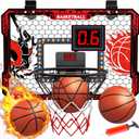 OZMI Over The Door Basketball Hoop Indoor for Kids, Mini Basketball Hoop with Balls LightsSound LED Scoreboard2 ModesDoor Hanging Bedroom Toys Gifts for 3-5 6 7 8 9 10 11 12-14 15 Year Old Boys
