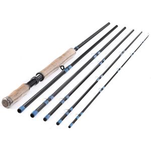 13ft 8-9wt or 14ft 9-10wt 6 Pieces Sections Carbon Spey Fly Fishing Rod Pole Double Hand Medium Fast Freshwater and Saltwater Fly Fishing