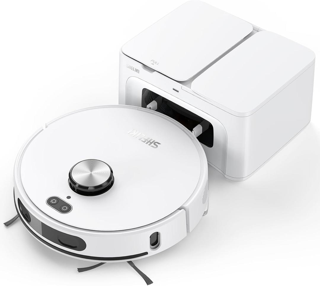 SHELIKI Robot Vacuum and Mop, 3-in-1 Robotic Vacuums Cleaner Moping with 70-Day Self-Emptying Base, LiDAR Navigation Smart Mapping & Strong for Pet Hair, Hard Floor, Carpet