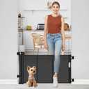 Short Dog Gate 0"-39" Wide Narrow Baby Gate 24 Tall Retractable Short Pet Gate to Step Over Short Baby Gate for Doorway, Low Pet Gate Indoor Doggie Gates Mesh Puppy Gate for Stairs, Black