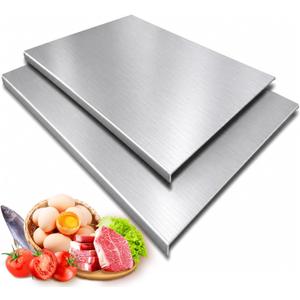 2PCS Large Stainless Steel Cutting Boards with Lip, Kneading Cutting Board Mats, Metal Cutting Board for Meat, Fruits, Vegetables, Bread, Baking, Non Adhesive (19.75" x 15.75", 15.75" x 11.5")