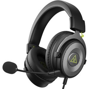 EKSA E900 Headset with Microphone for PC, PS4,PS5, Xbox - Detachable Noise Canceling Mic, 3D Surround Sound, Wired Headphone for Gaming, Computer, Laptop, 3.5MM Jack (Black-Sliver)